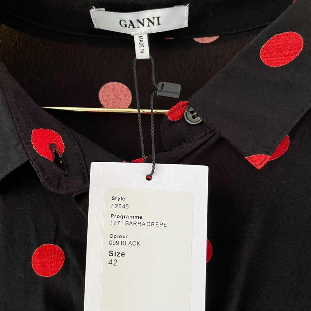 NWT Ganni‎ Barra Dress Polka Dots 42 - Picture 4 of 9